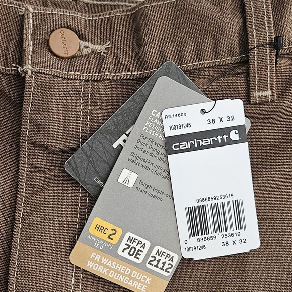 Carhartt FR Washed Duck Work Dungarees 38x32 Nwt - Picture 4 of 5